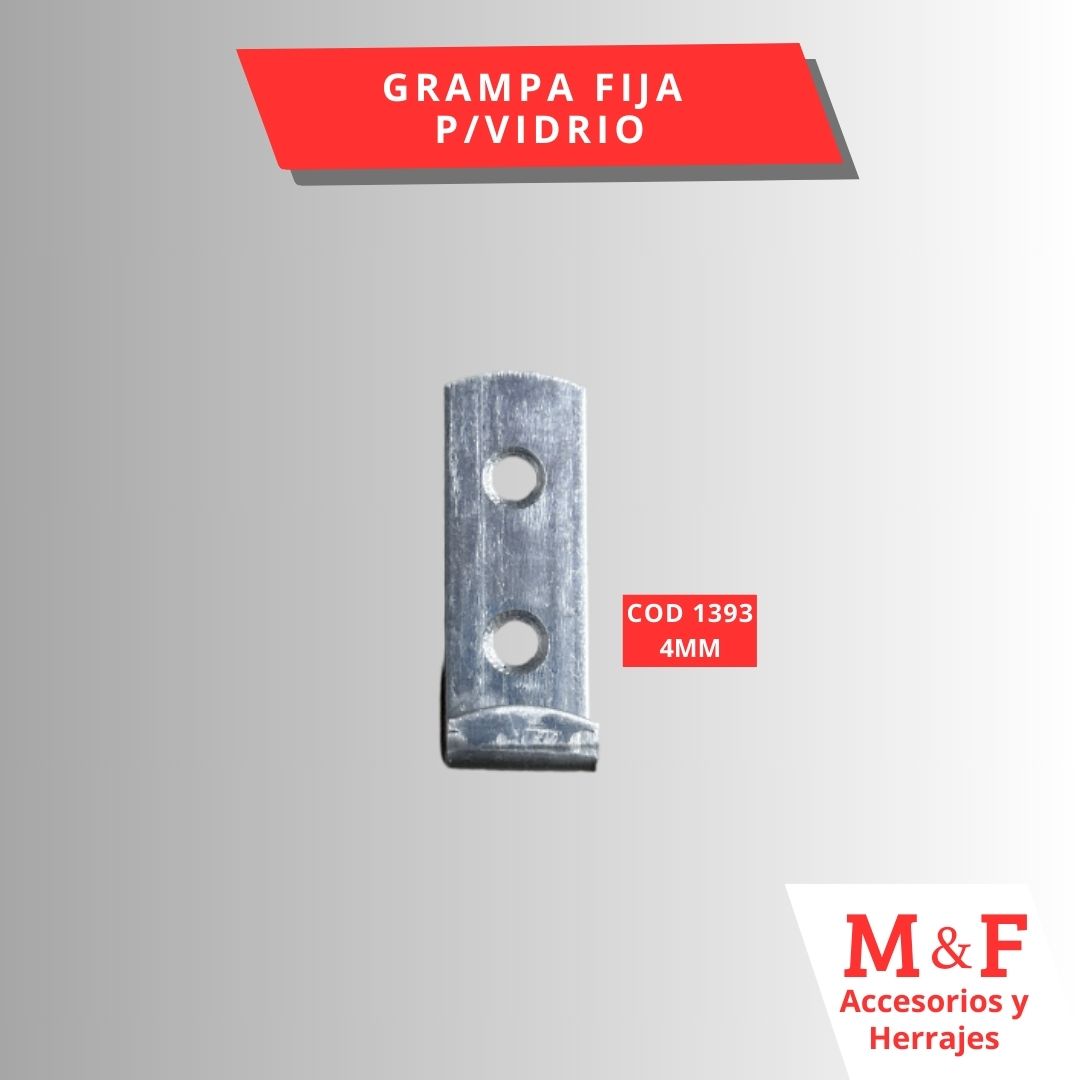 Grampa para Vidrio 4 mm 